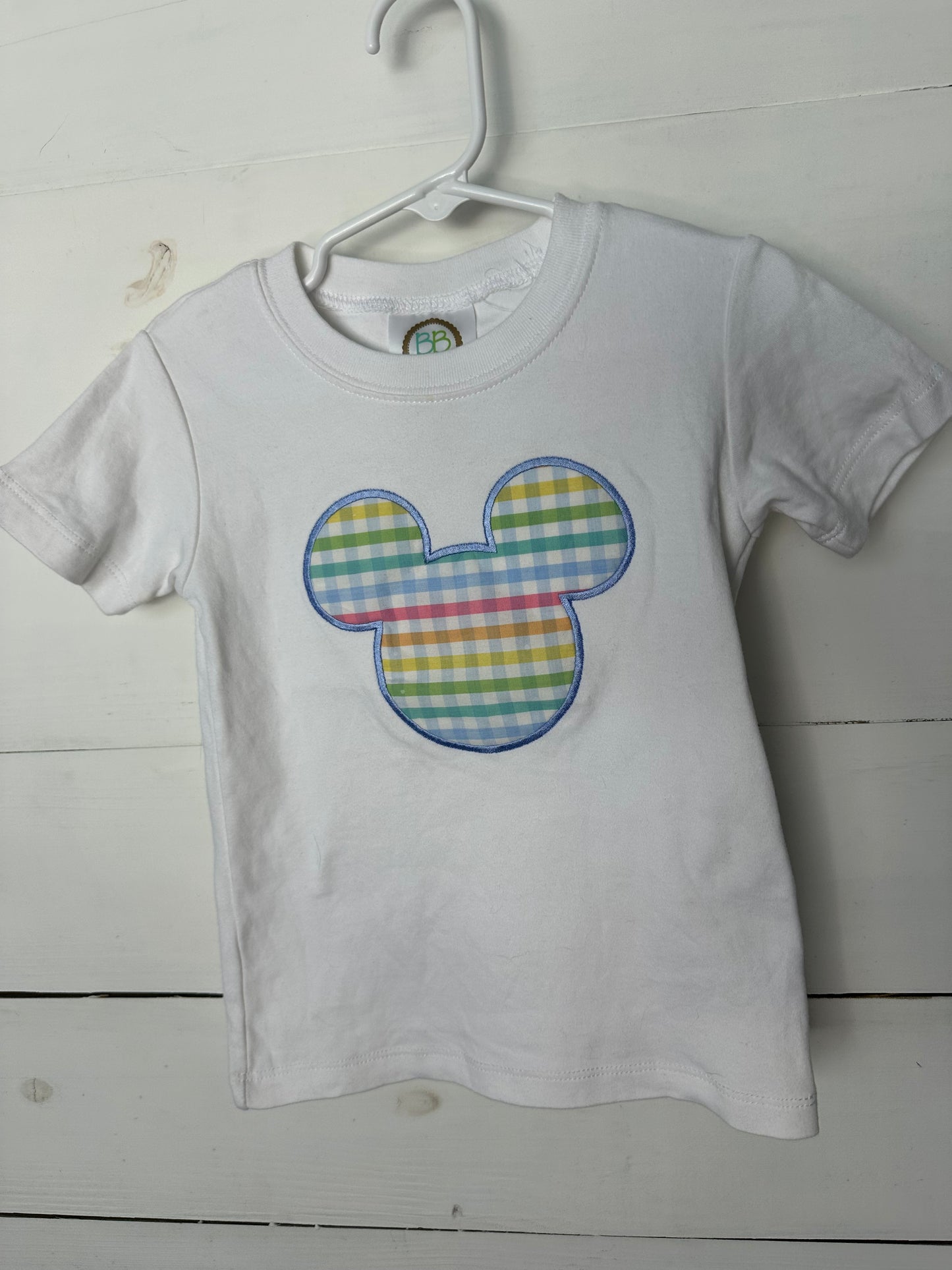 2T - Blanks Boutique Spring Plaid Mickey Mouse Tshirt