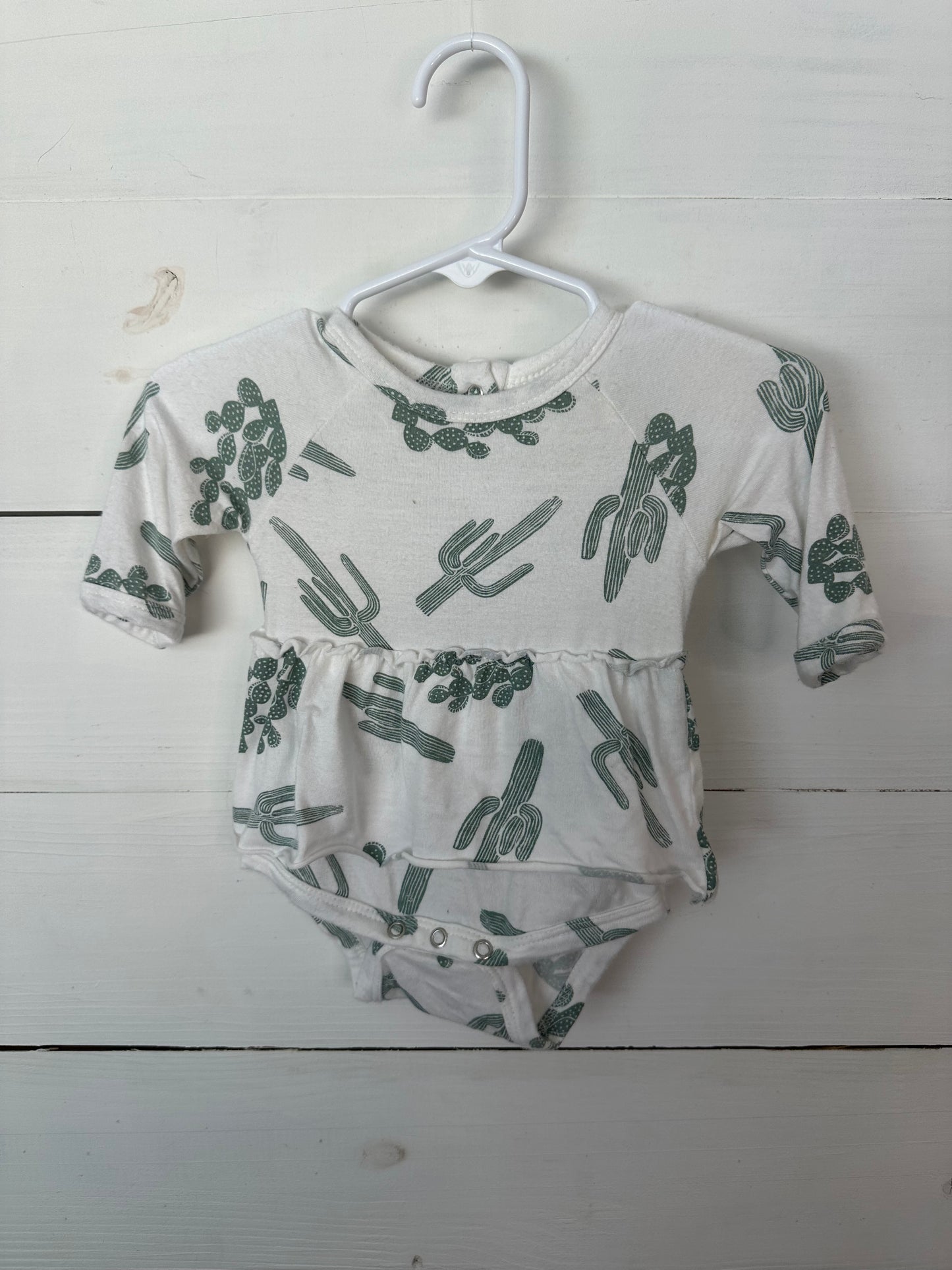 0-3M - Spearmint Love Bamboo Skirted Onesie with Cactus