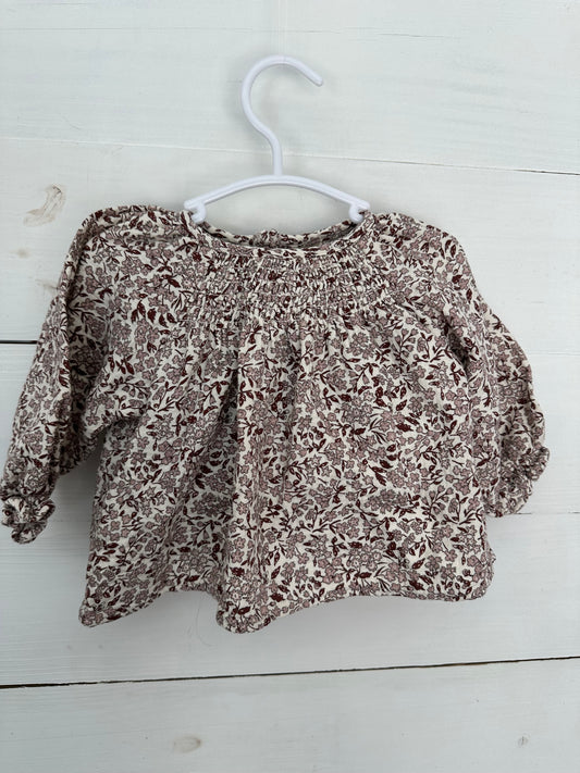 6-12M - Quincy Mae Dusty Pink Floral Top & Bloomers