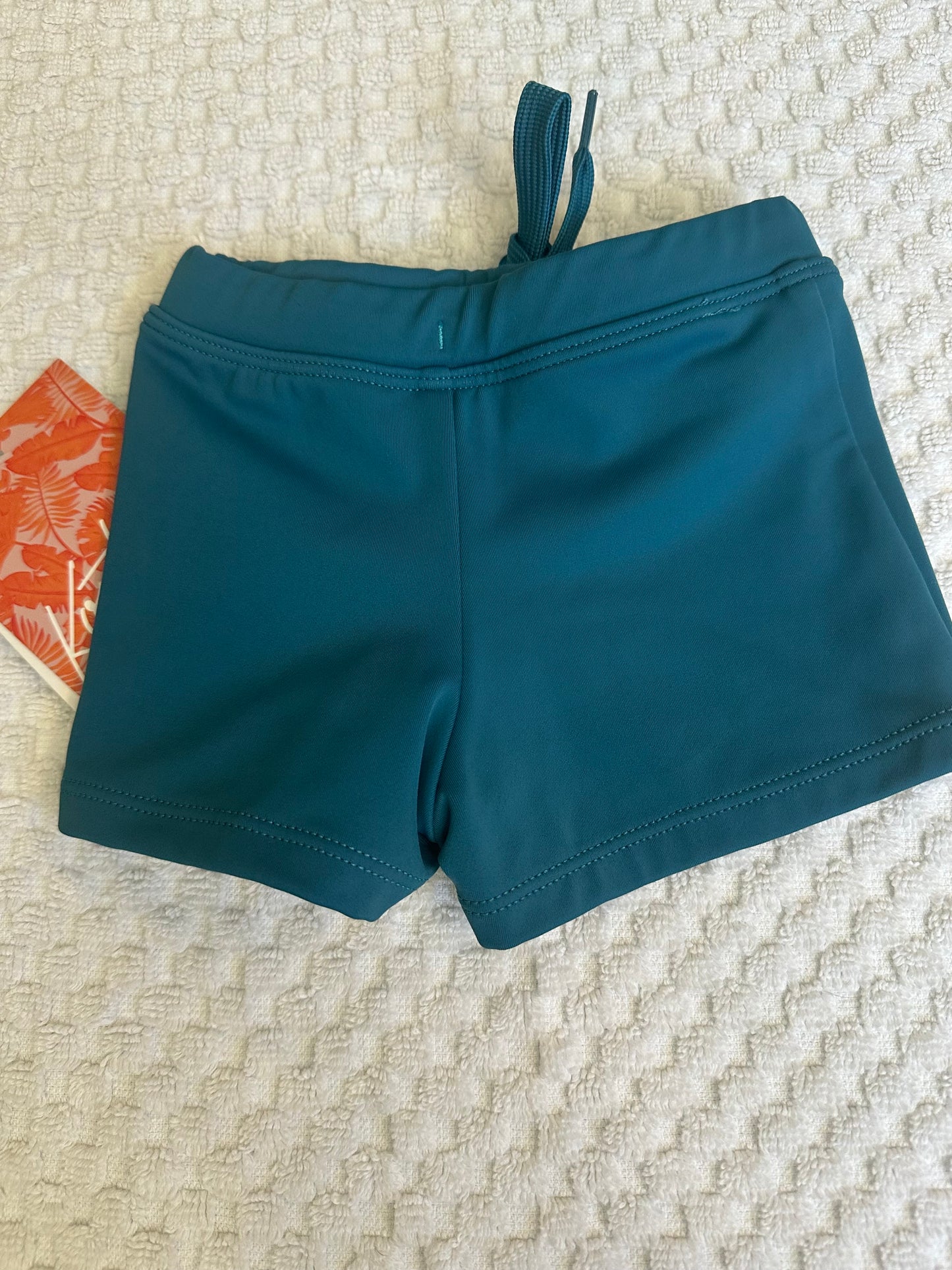 6M - NWT Kortni Jeane  Teal  Swim Trunks - Euro Short Style