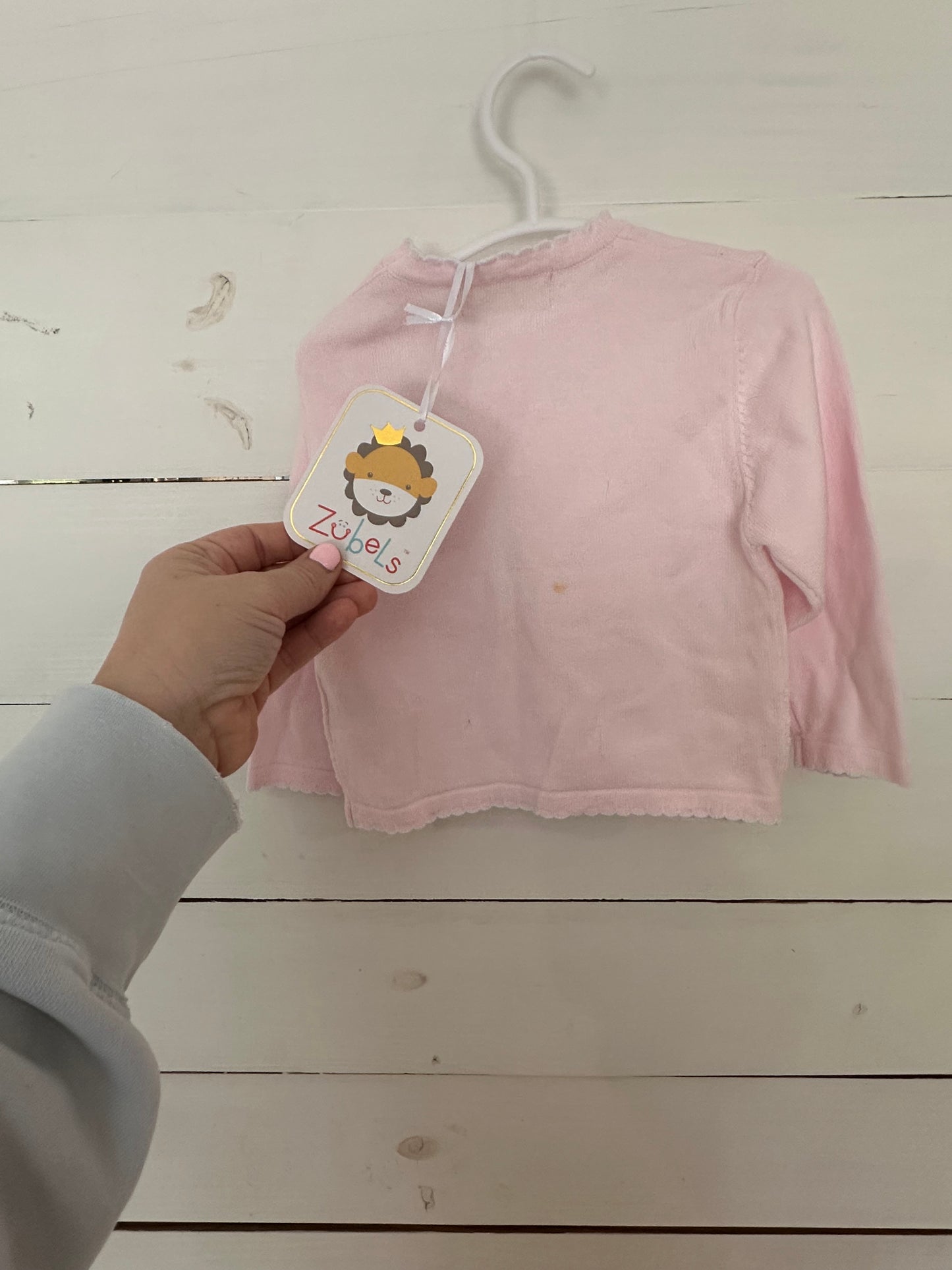12M Zubel Pink Scallopped Sweater with Bow Embroidery New with tags