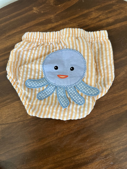 0-6M - Orange Striped Swim Diaper Cover with Appliqued Octopus :  Baby Aspen