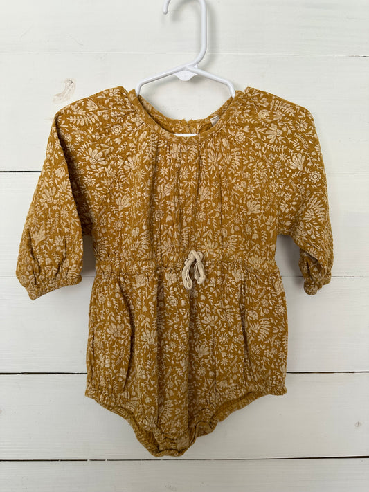 18m - Wild Wawa Golden Yellow Muslin Bubble with floral pattern