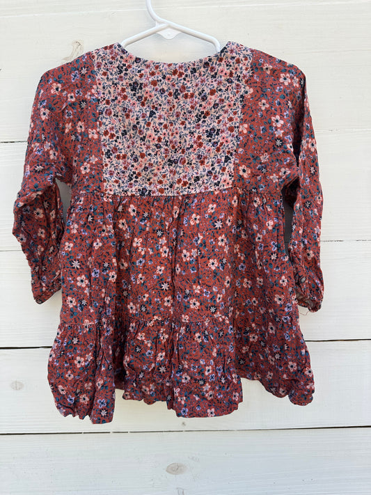 2/3T - Mauve, Pink, & Rust Floral Dress - ZARA