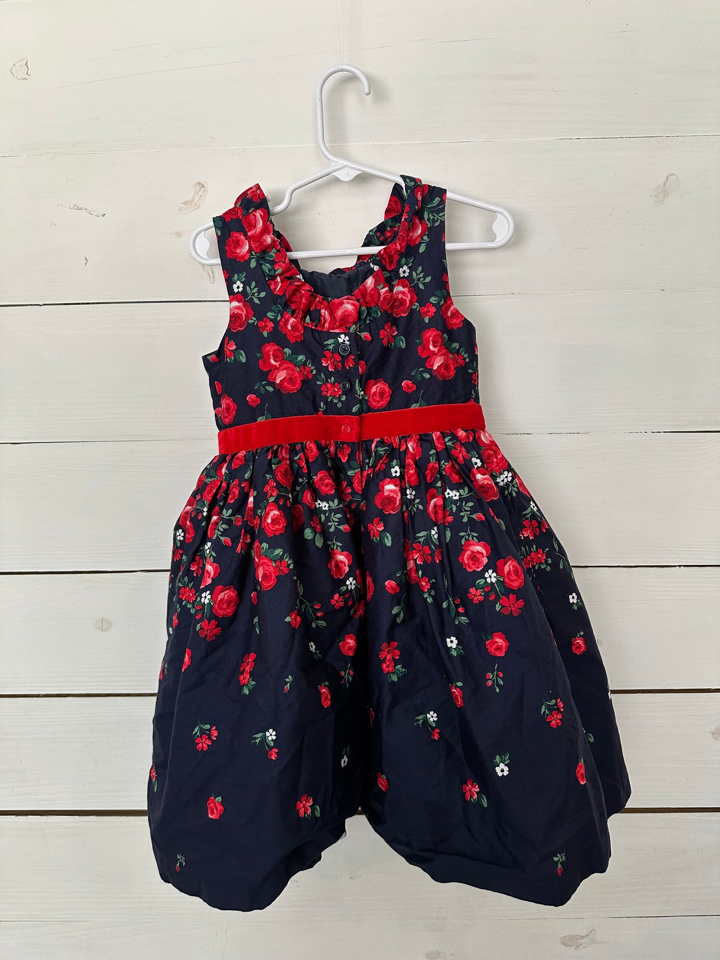 4T - Janie & Jack Navy with Red Roses Dress