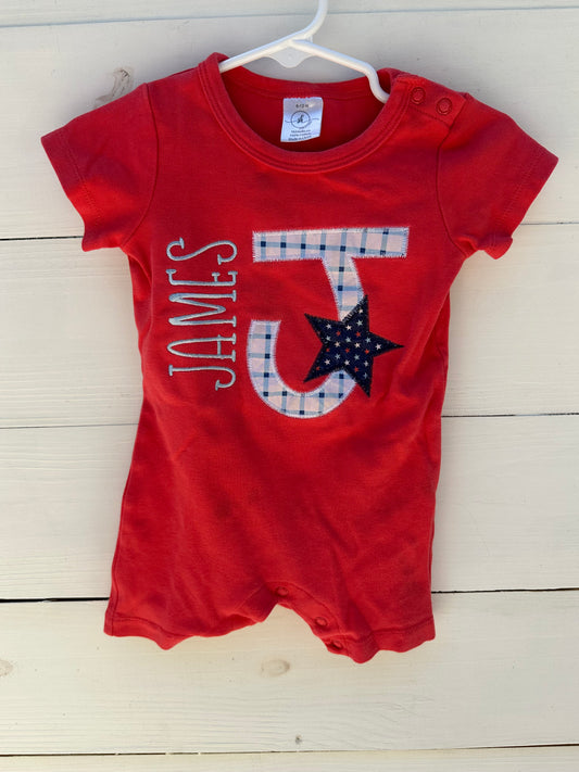 6/12m - James Patriotic Red Romper