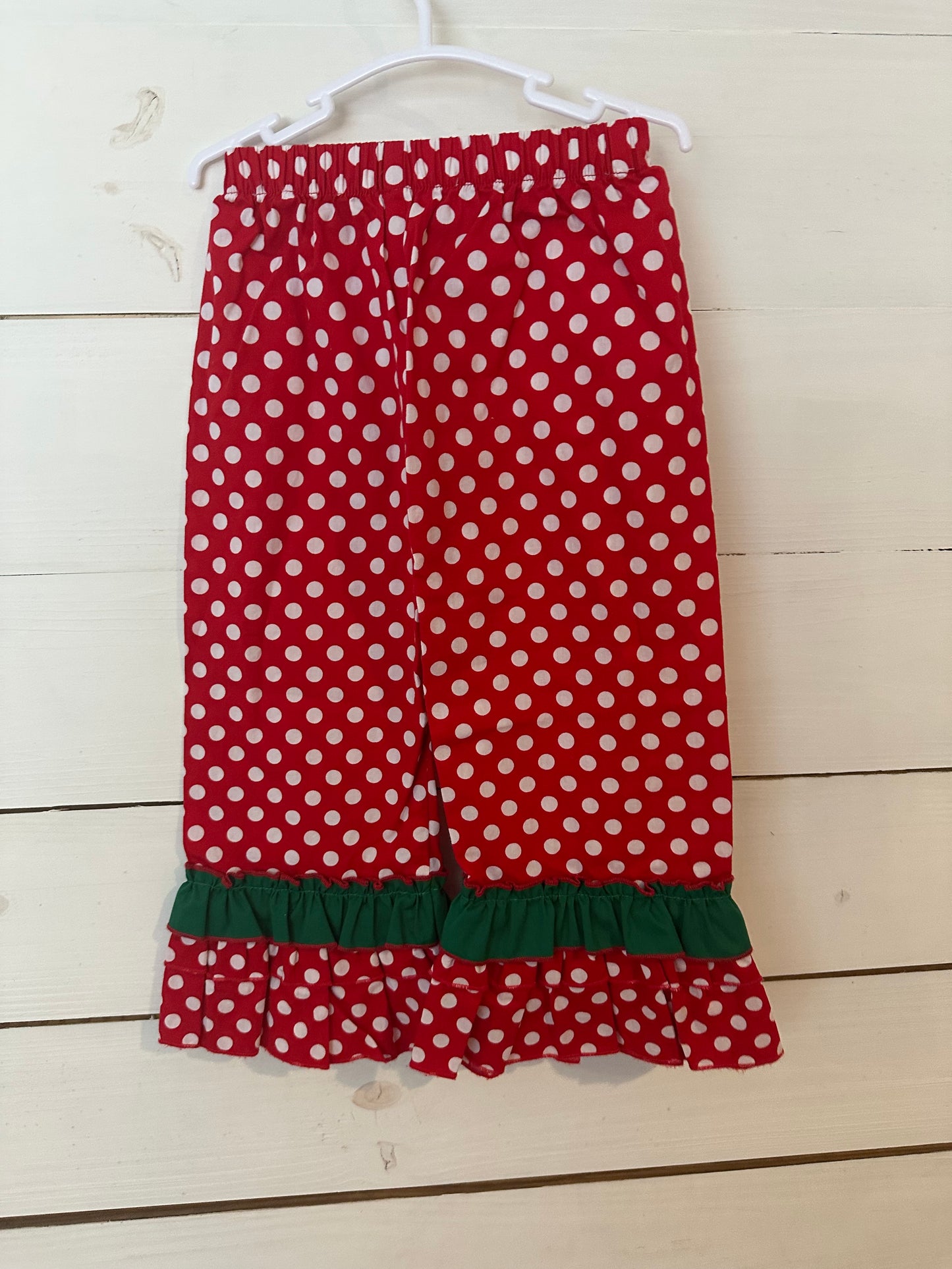 3T - Green Smocked Santa Bishop Dress with Matching Pants