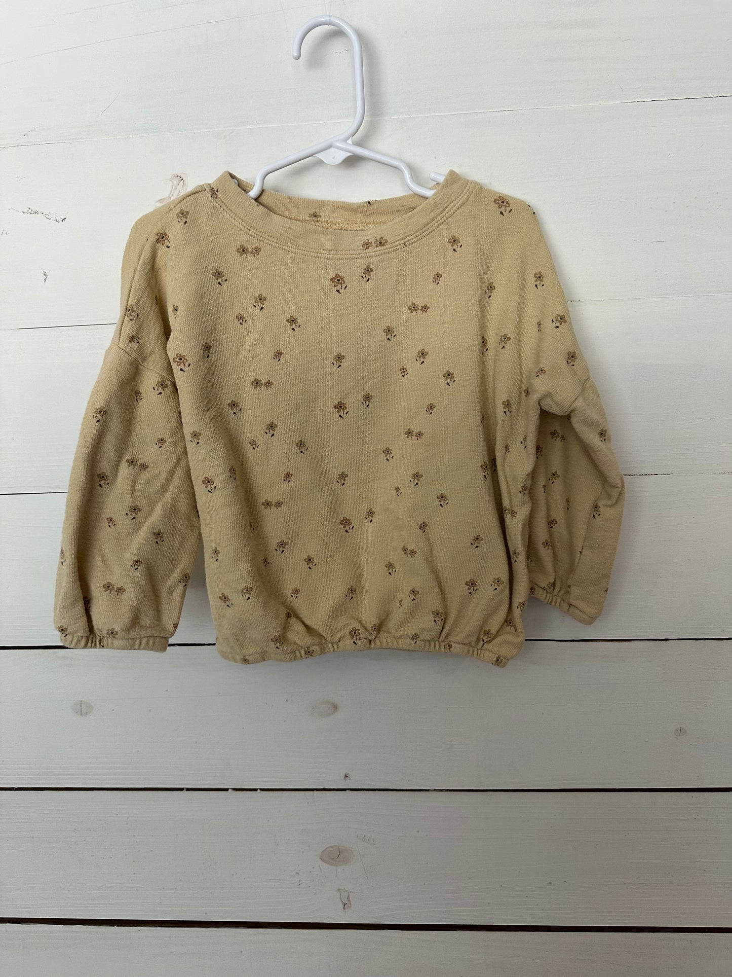 Rylee & Crew Golden Yellow Sweatshirt with sweet flower detail
