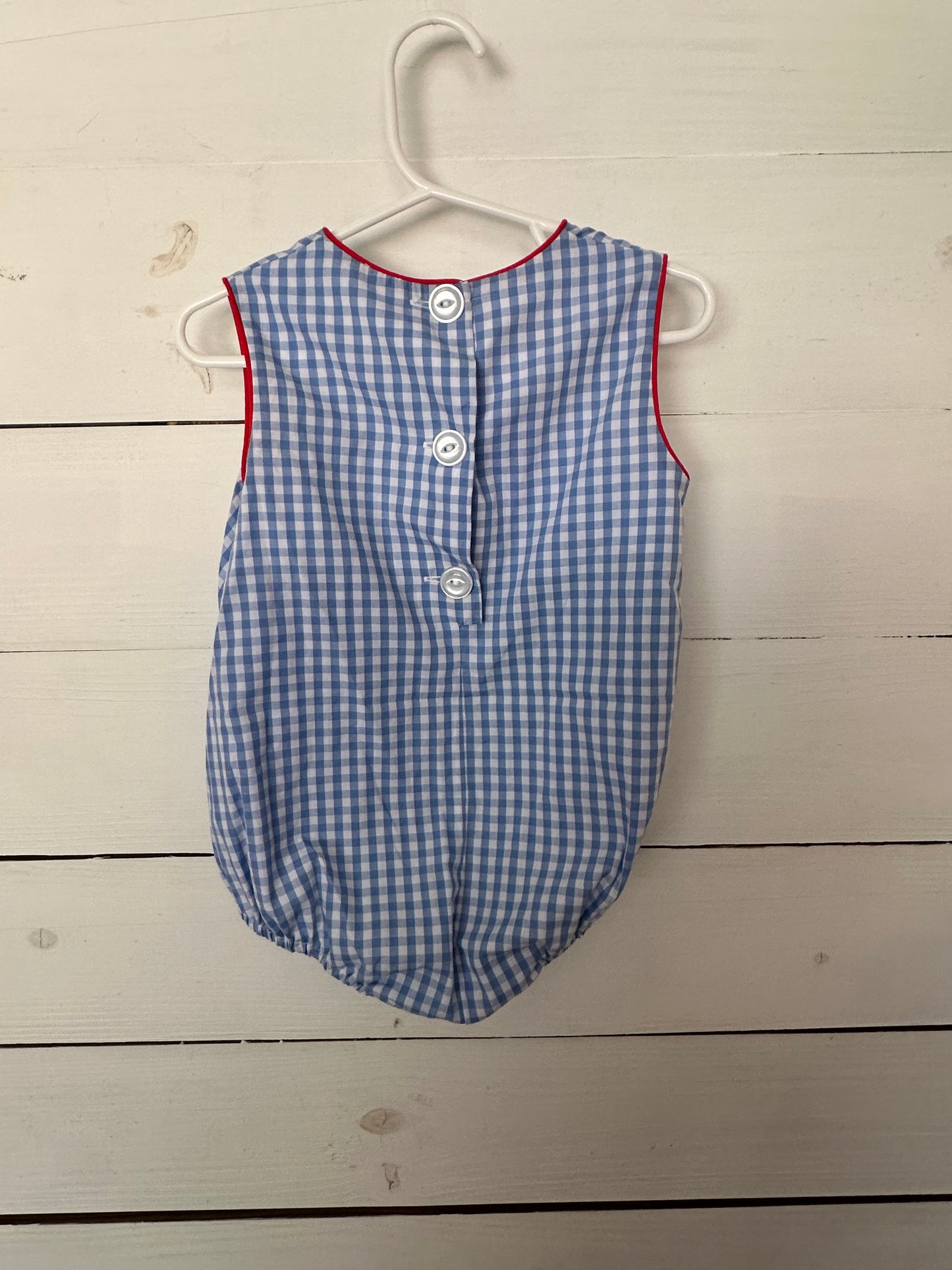2T - TBBC Benjamin Bubble - Blue Gingham with Red Piping.