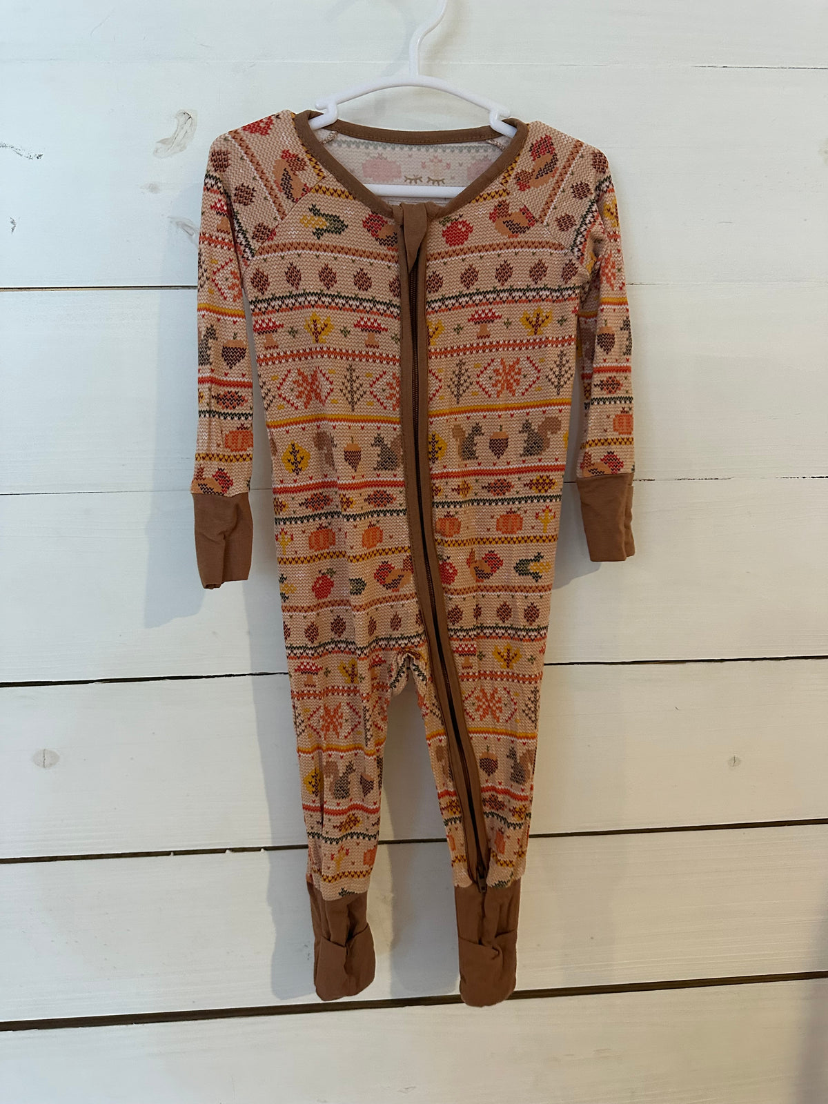 3-6M - Little Sleepies Thanksgiving Stichwork Jammies