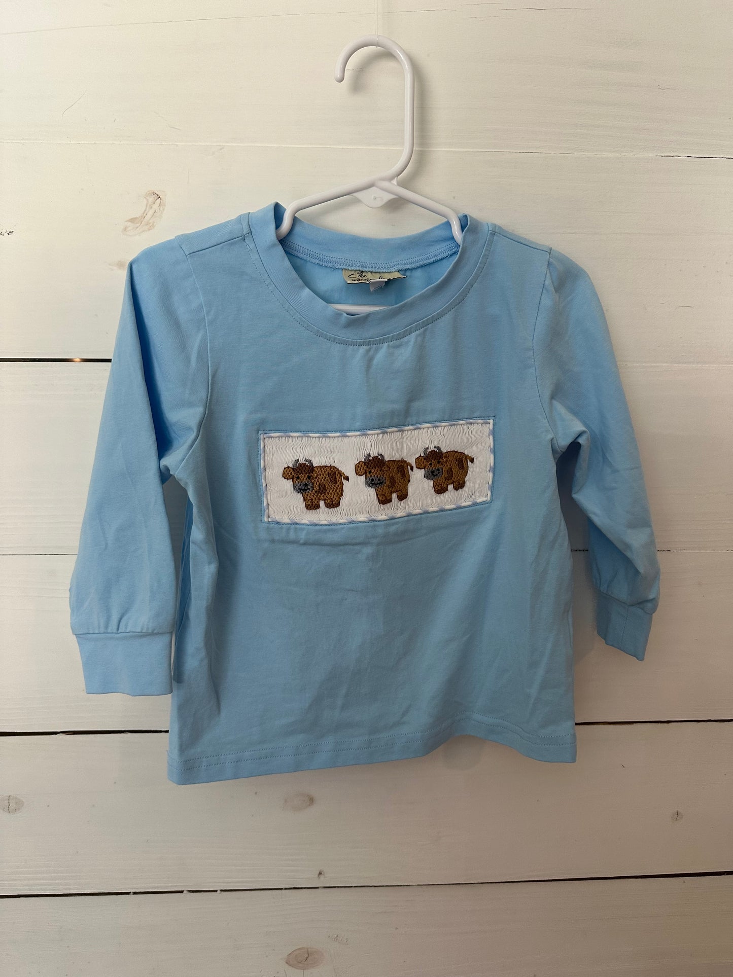 2T - The Smocking Petal Highland Cow Smocked Shirt