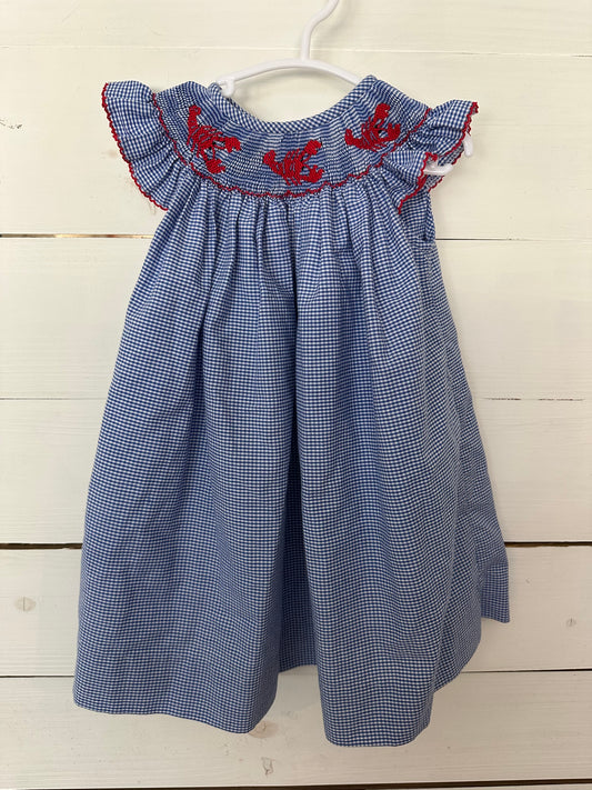 12M - Southern Sunshine Smocked Lobster Dress