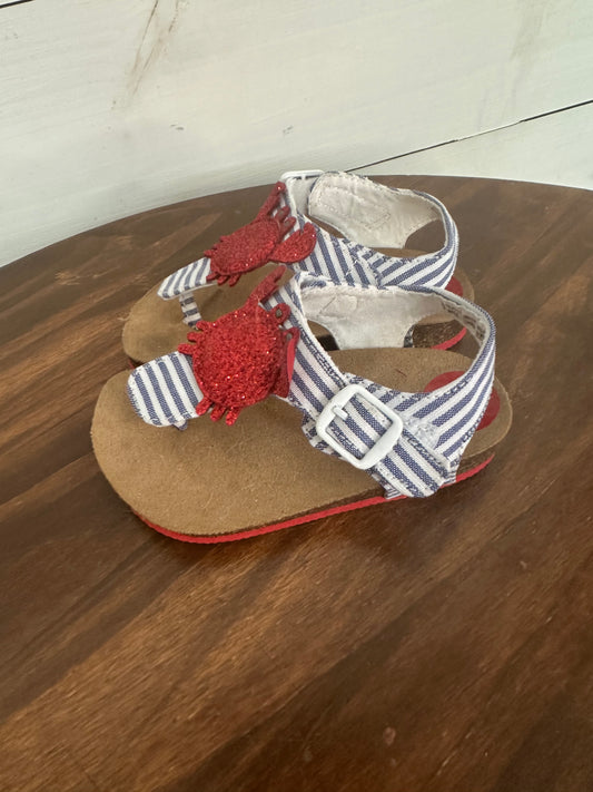 6 - Blue and White Striped Sandal with Glitter Crab