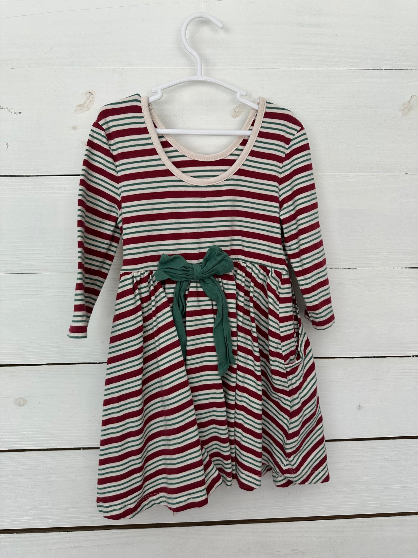 4T - Ruffle Butts Christmas Striped Dress