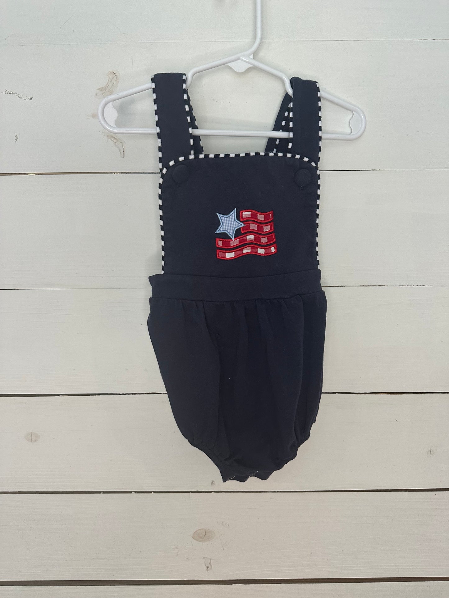 24m - Stitchy Fish Cotton Bubble with American Flag