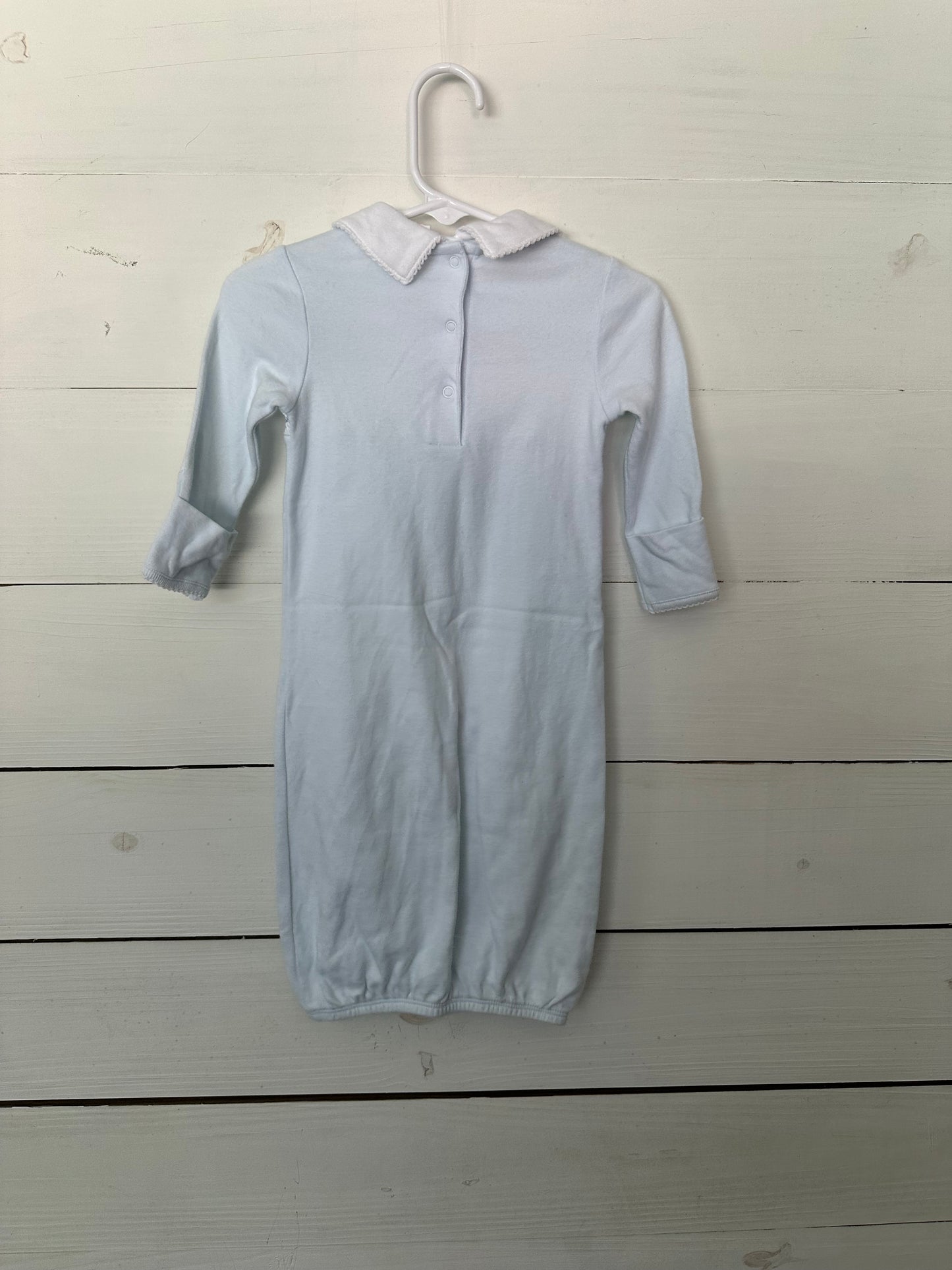 Starting Out Baby Blue Gown with Smocking & Embroidered Golf Cart