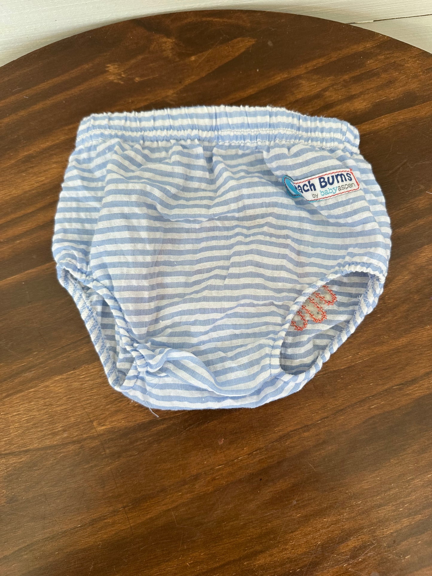 0-6M - Blue Striped Swim Diaper Cover with Appliqued Crab :  Baby Aspen