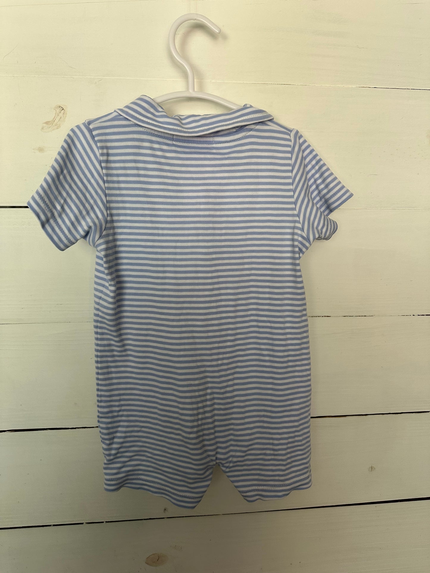 18/24M - TBBC Blue & White Striped Sir Proper's Romper