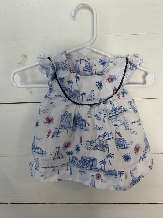 0-3M - Janie & Jack Sail Boats and Fireworks Dress and Bloomer Set