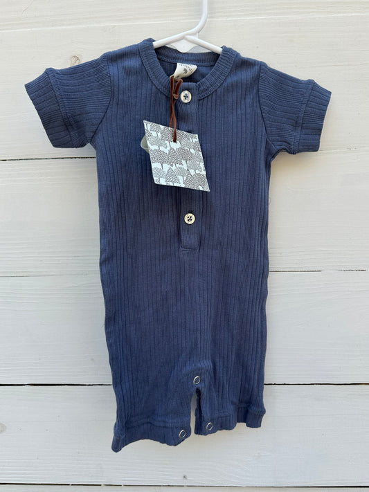 3/6M - Kate Quin NWT  Blue Ribbed Romper
