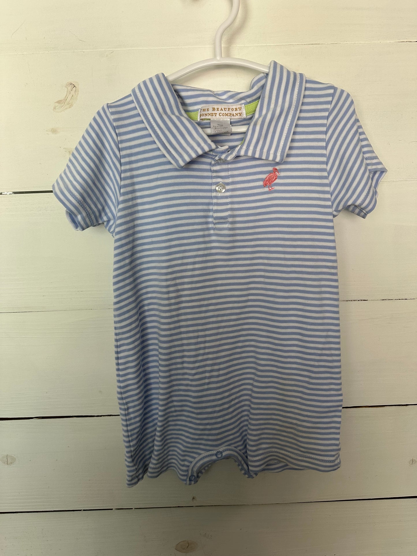 18/24M - TBBC Blue & White Striped Sir Proper's Romper