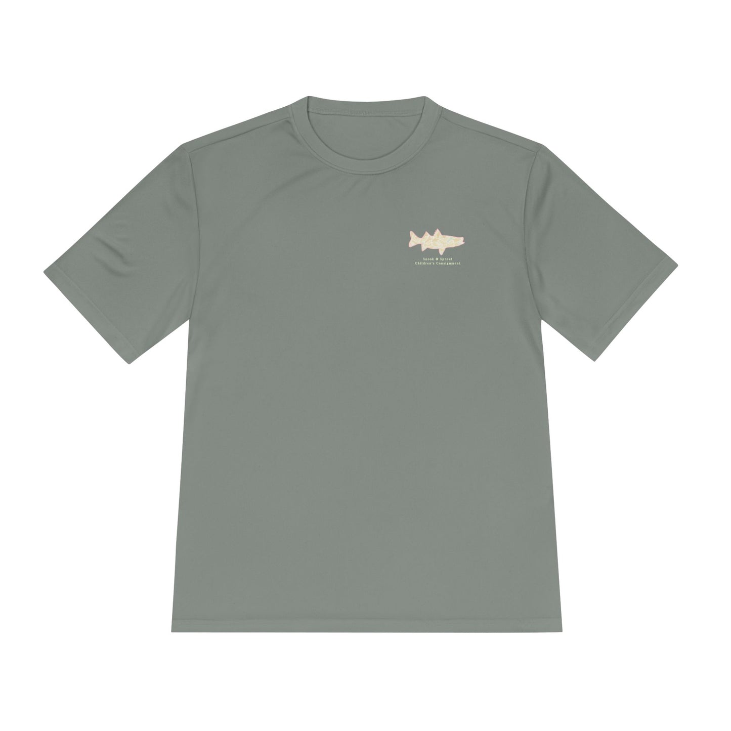Men's Moisture Wicking Tee with Snook & Sprout Children's Consignment Logo - Coastal, Curated, Local