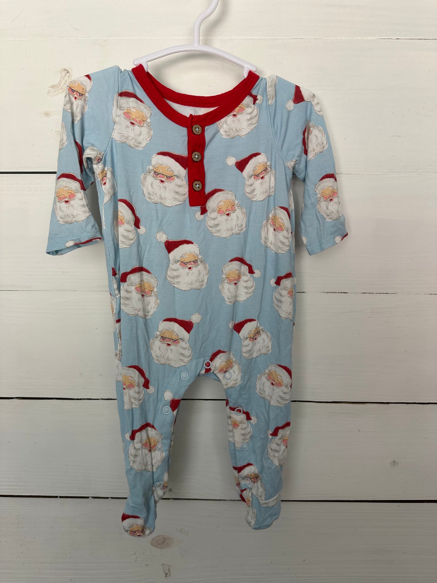 0-3M - MudPie Blue Santa Jammies