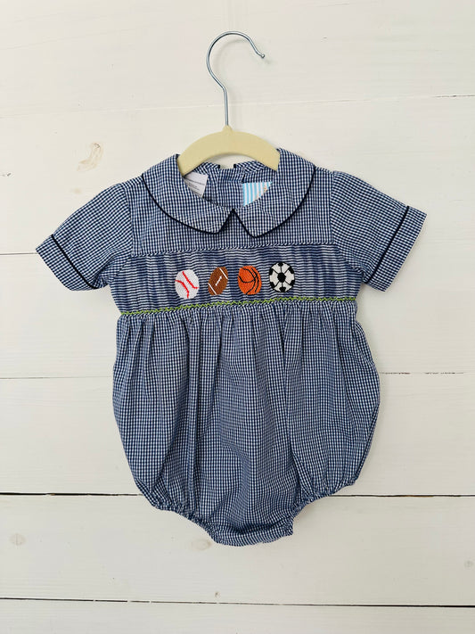 Southern Sunshine Smocked Blue Gingham Sports Bubble