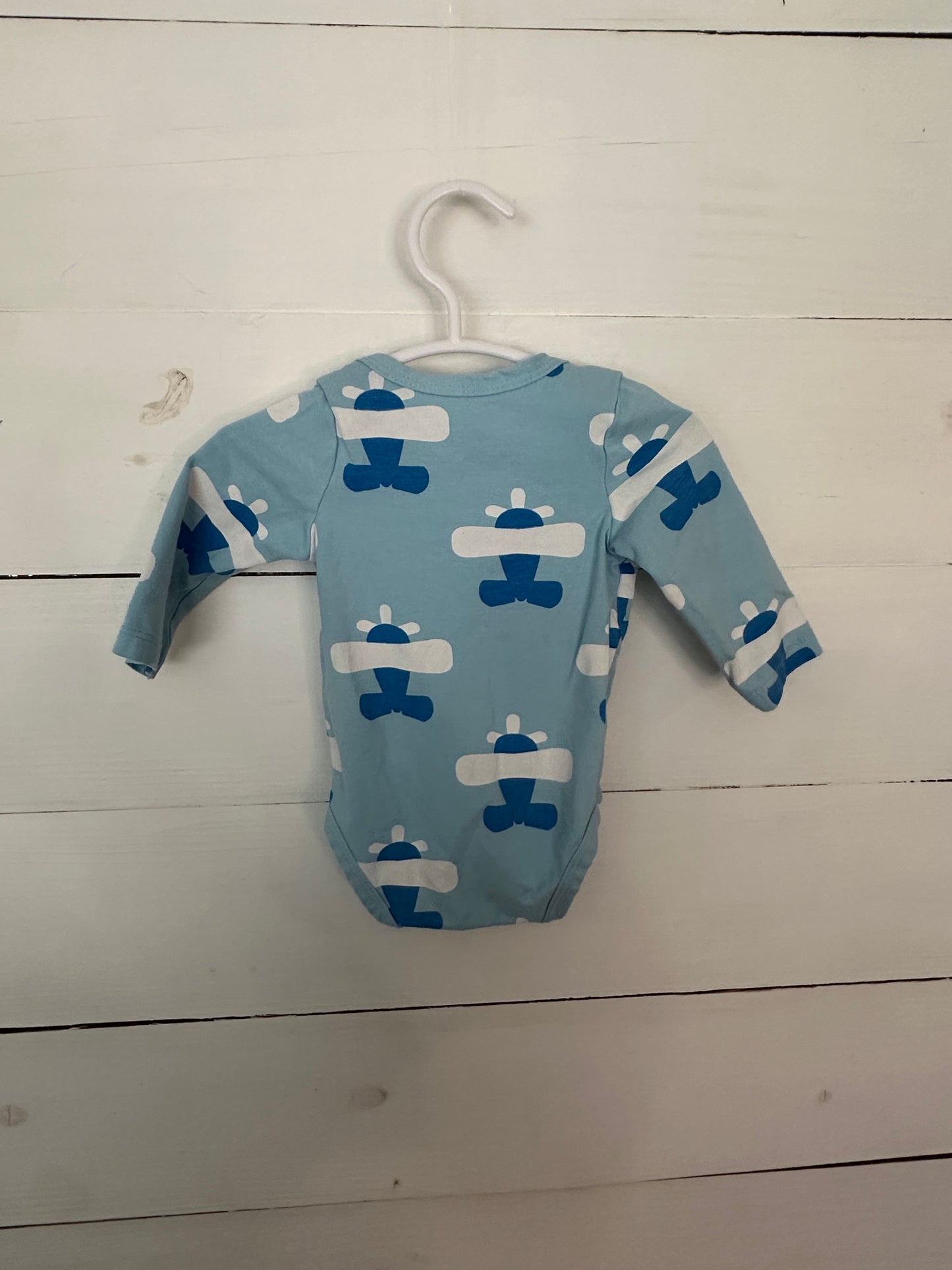 0-3M - Monica + Andy Blue Airplane Onesie