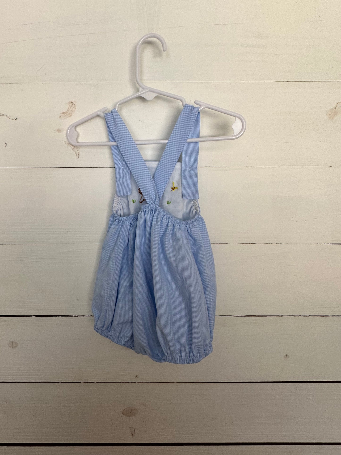 Baby Sen by Remember Nguyen: Blue Gingham Bubble with stitched puppy