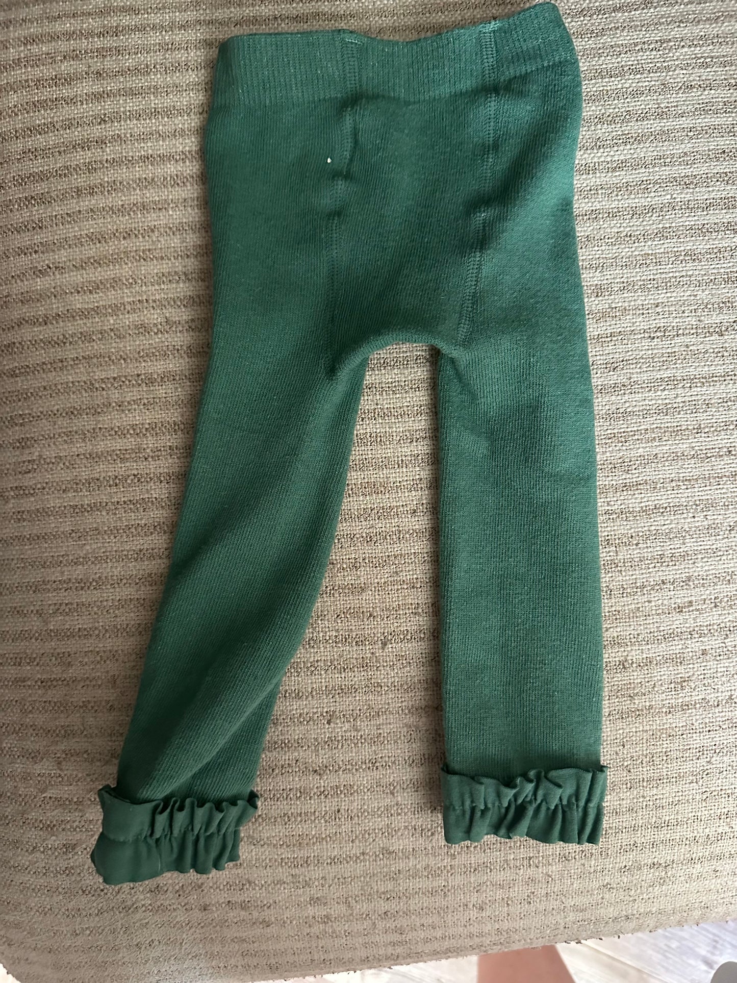 0-6M - Ruffle Butts Green Leggings/Tights with Ruffles around ankle