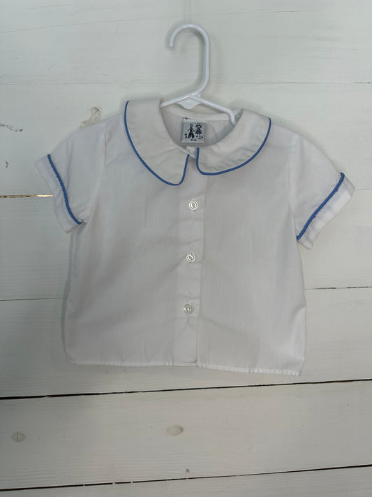 24M - Austin & Ashley White Peter Pan Shirt with Blue Piping