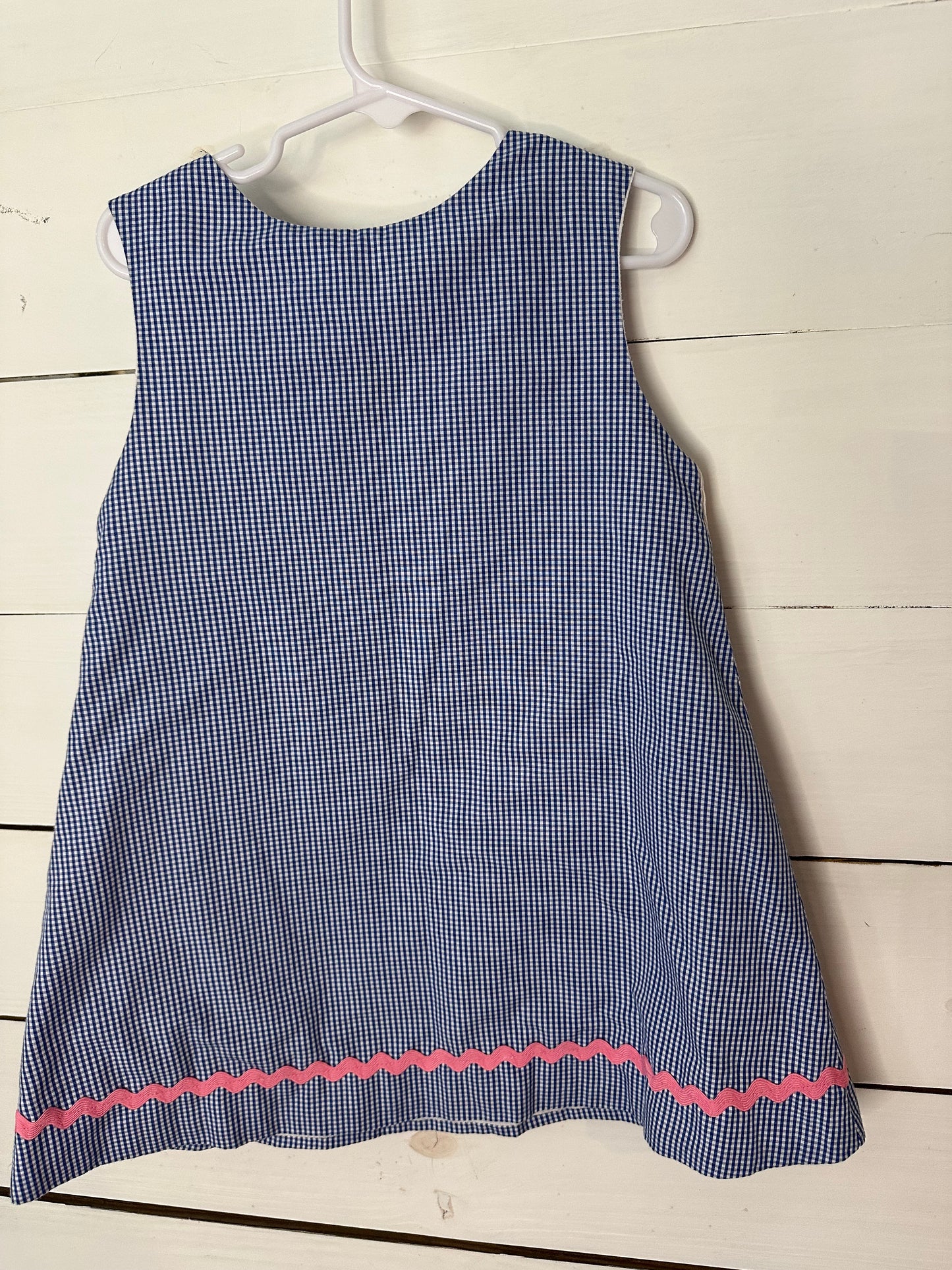 3T - Remember Nguyen Blue Gingham Dress with Smocked Whales