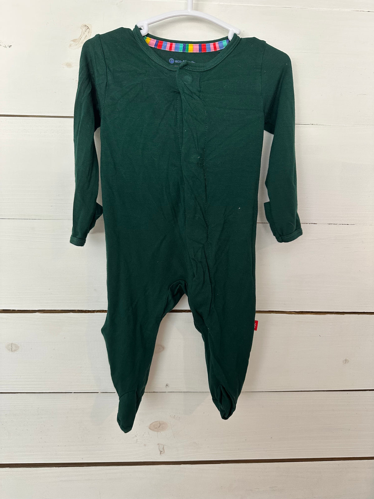 0-3M - Forest Green Magnetic Me Footed Pajamas