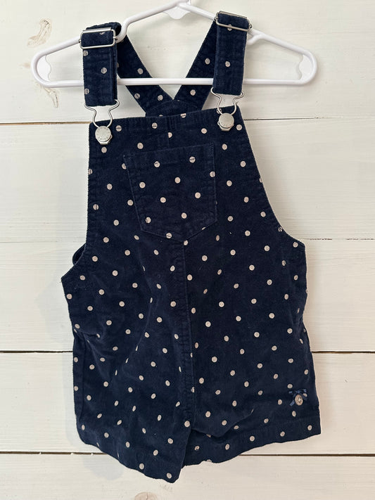 2-3 T Jasper Conran - Navy Blue and Polka-A-Dot Corduroy Short Overalls