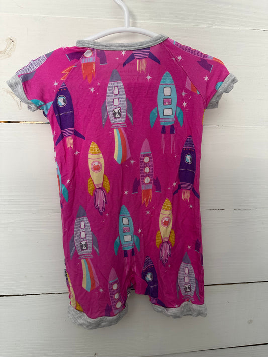 3-6M - Little Sleepies Pink Rockets Short Zip Up Jammies