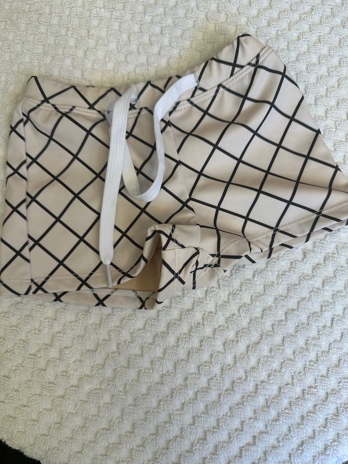 12-18M - Kortni Jeane Black & White  Swim Trunks - Euro Short Style