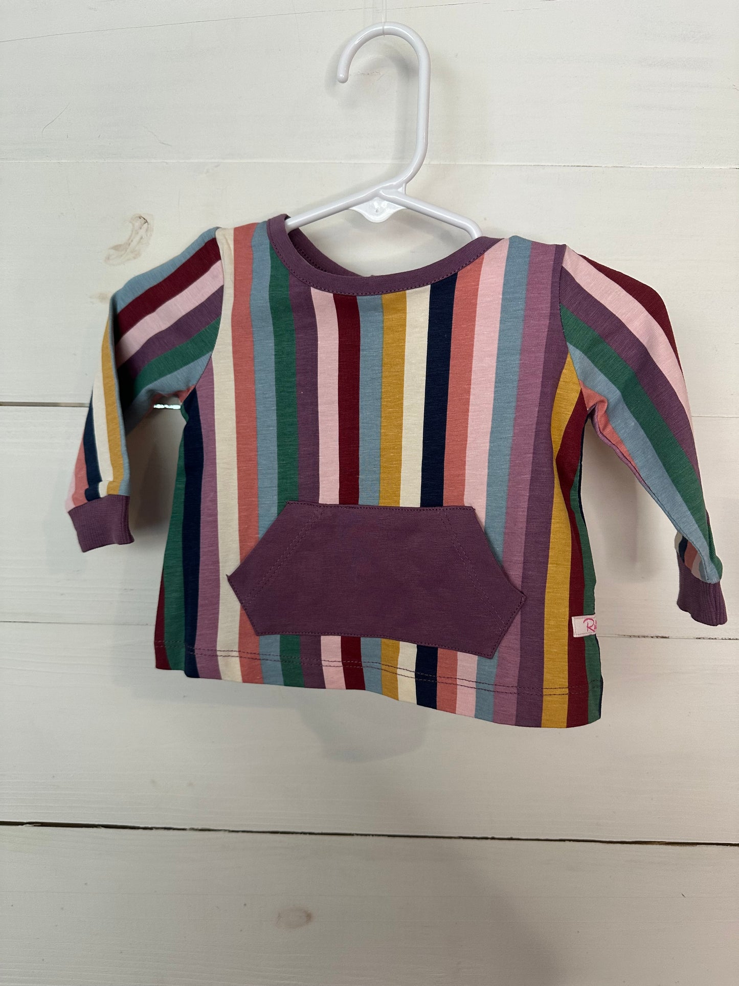 3-6M - Ruffle Butts Purple Striped Longsleeve Shirt NWT