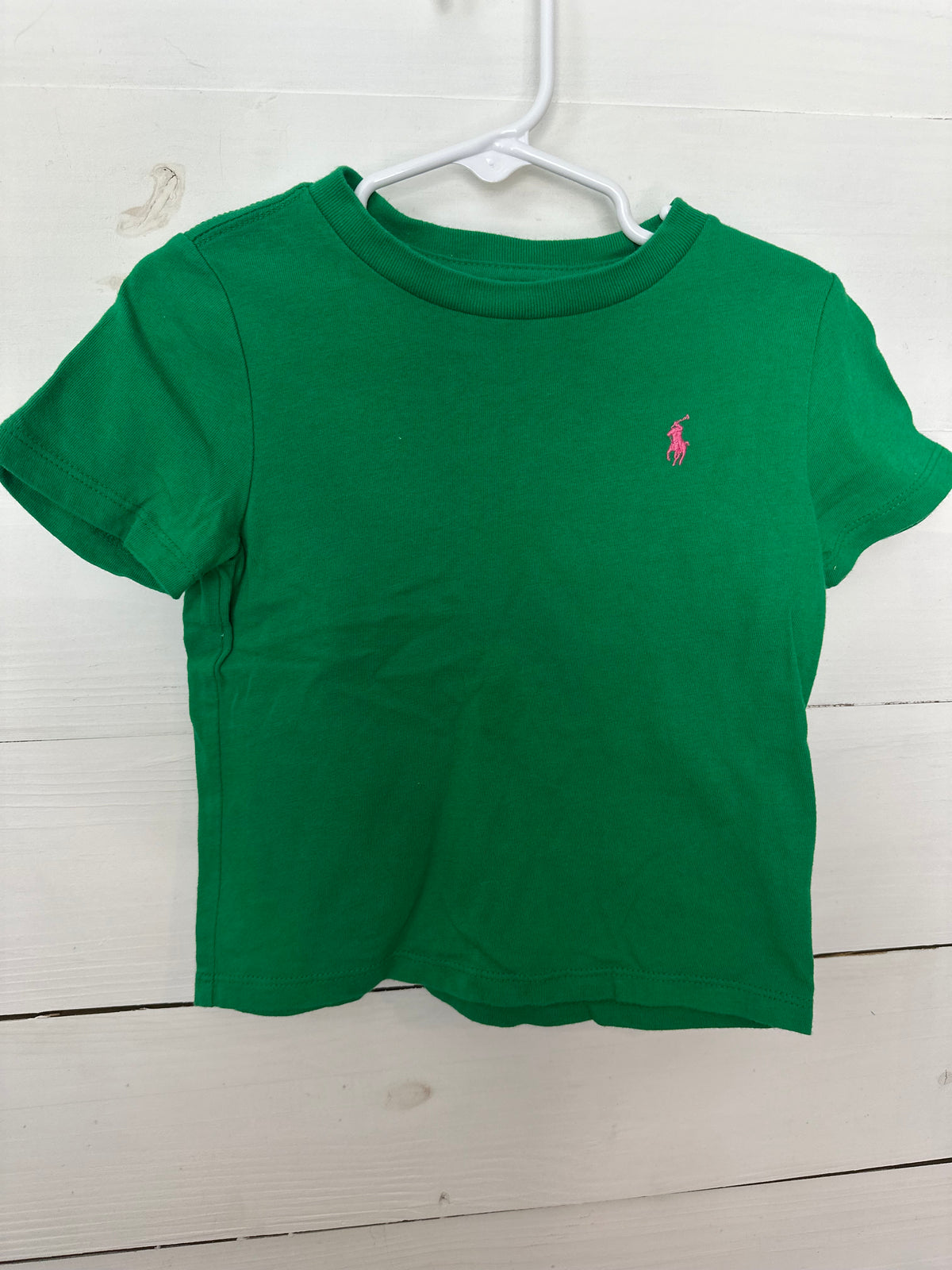 18M - Ralph Lauren Kelly Green T Shirt with Pink Horse