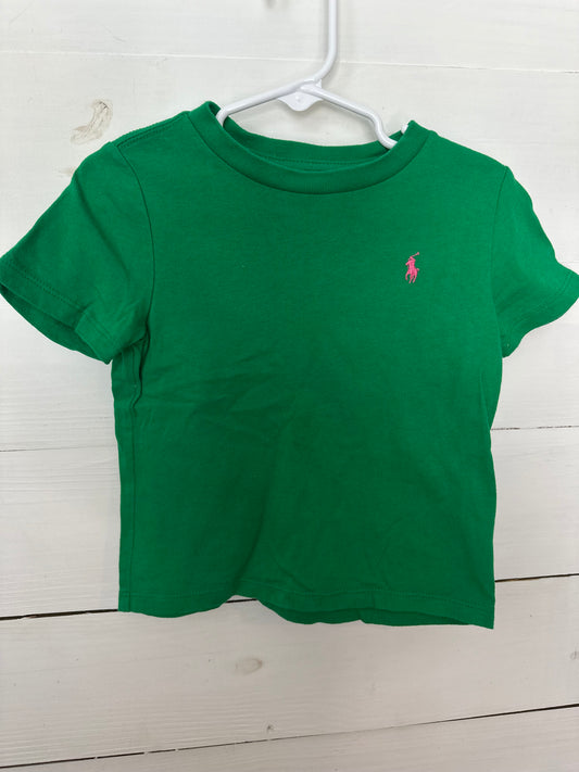 18M - Ralph Lauren Kelly Green T Shirt with Pink Horse