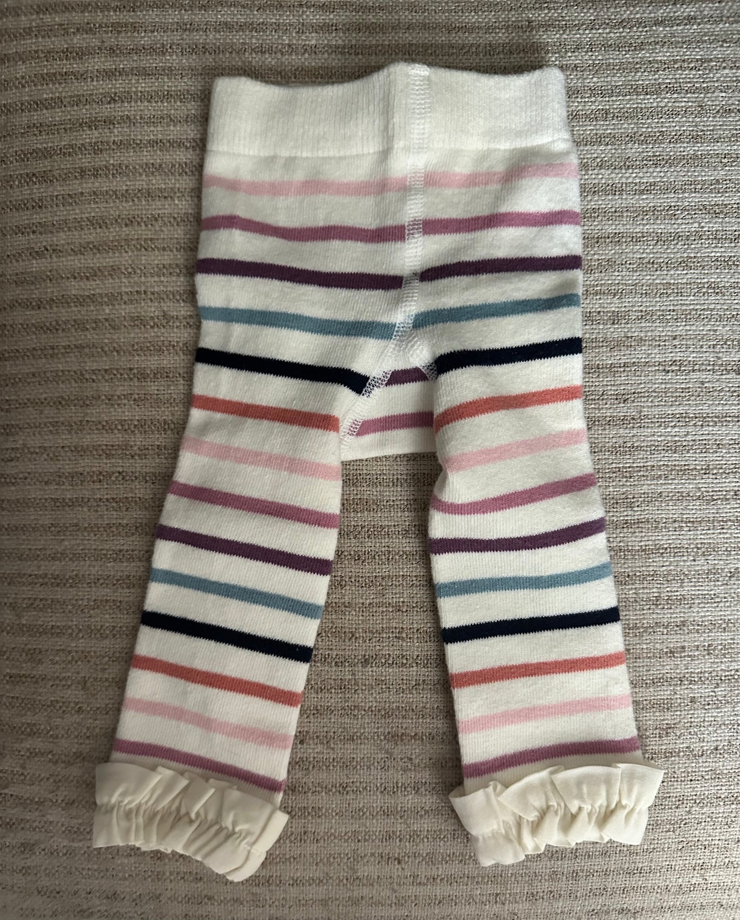 0-6M - Ruffle Butts Striped Leggings/Tights with Ruffles around ankle