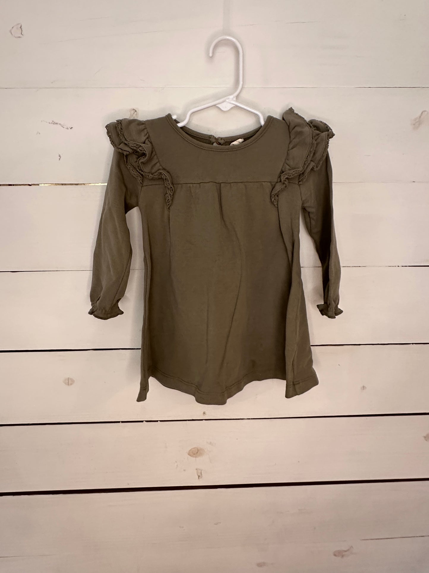18-24M - Quincy Mae Olive Green Baby Doll Dress