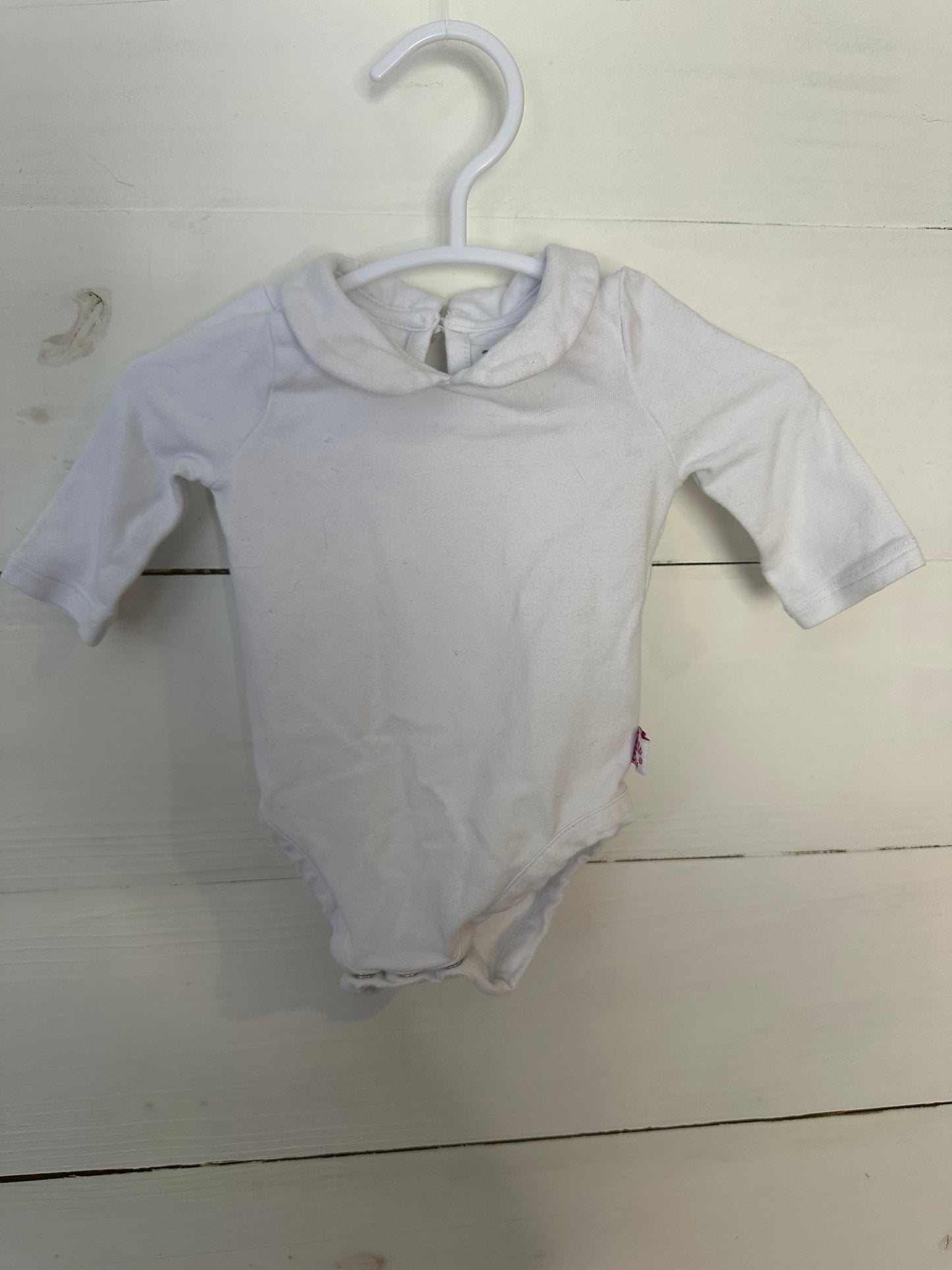 0-3M - Ruffle Butts White Peter Pan Collared Onesie