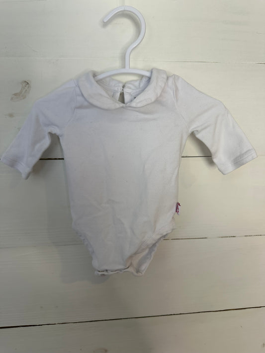 0-3M - Ruffle Butts White Peter Pan Collared Onesie