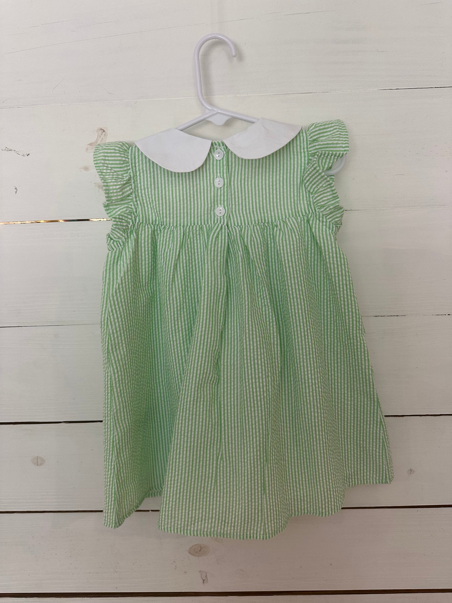 3-6M, 6-12M, 2T, & 3T Lil Cactus Green Seersucker Dress - New with tags