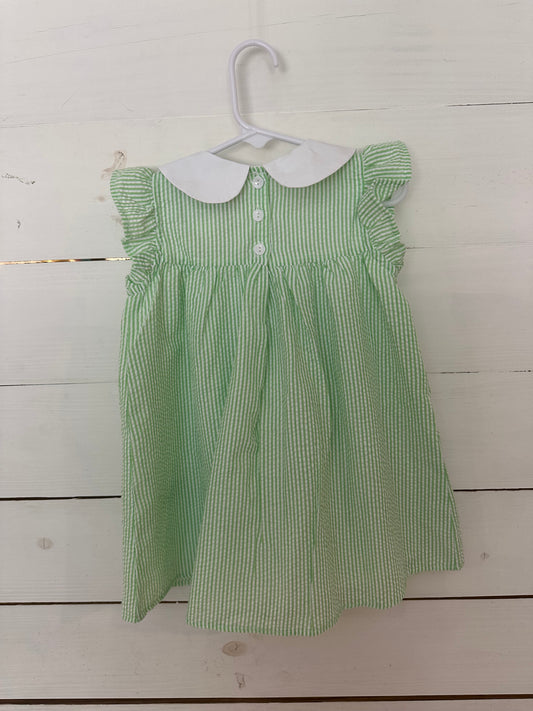 3-6M, 6-12M, 2T, & 3T Lil Cactus Green Seersucker Dress - New with tags