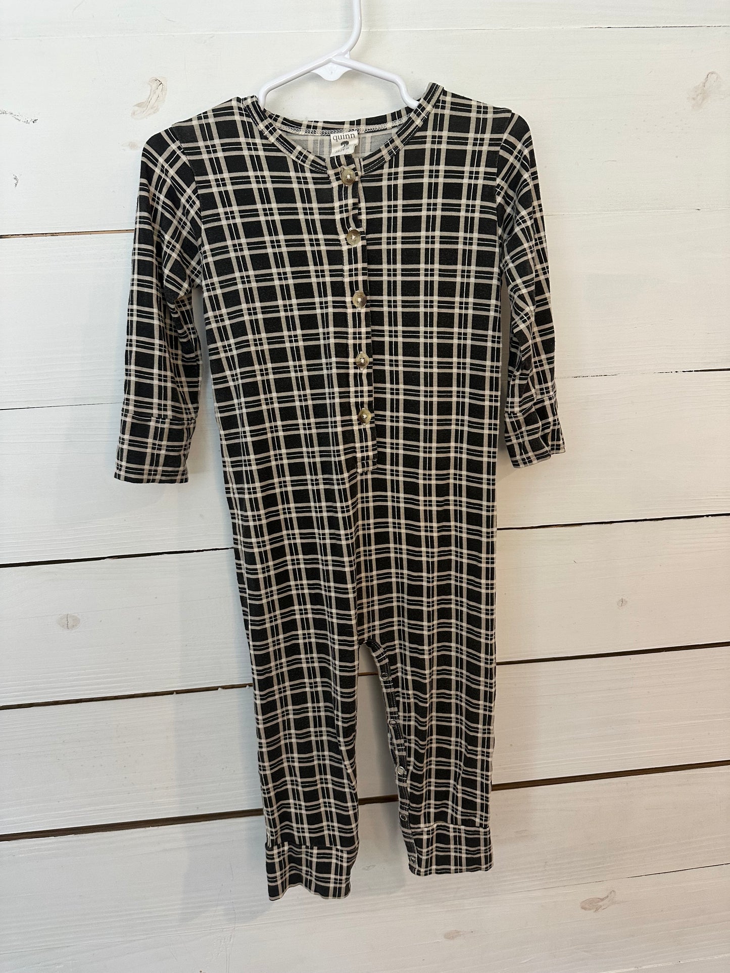 18-24M - Kate Quinn Black and White Plaid Romper