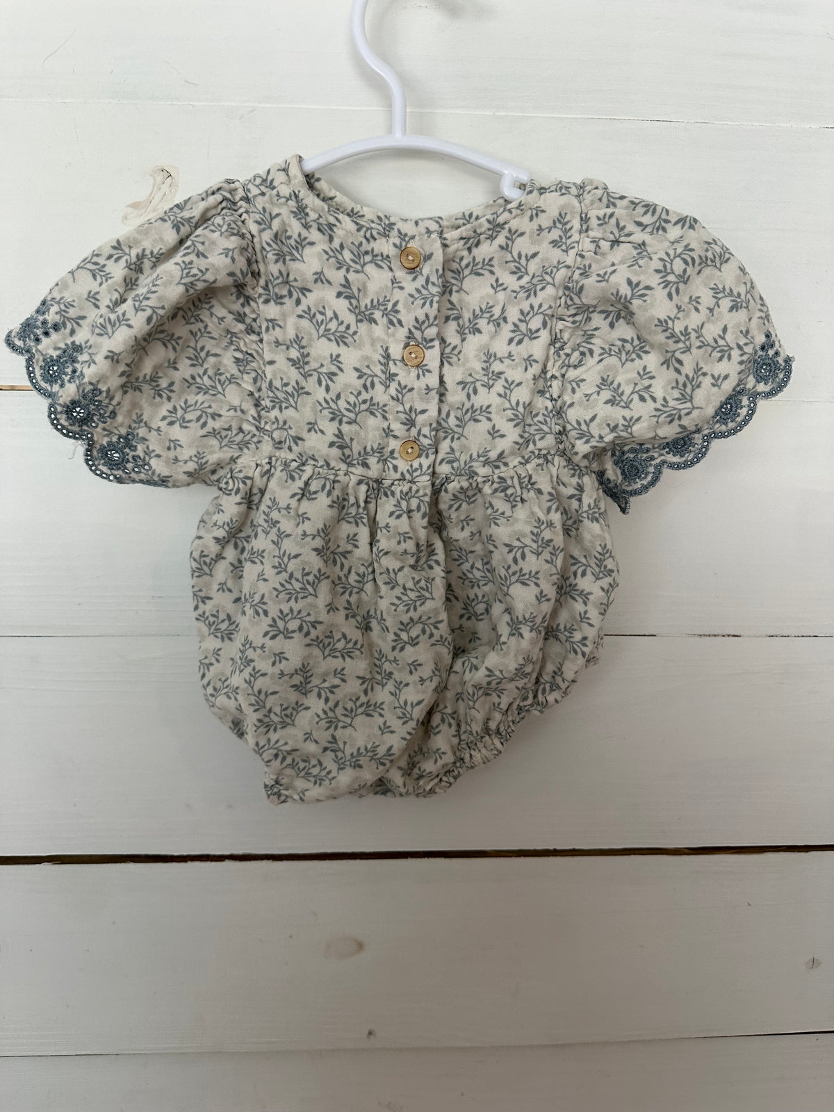 3-6M - Rylee + Cru Dusty Blue Floral Bubble
