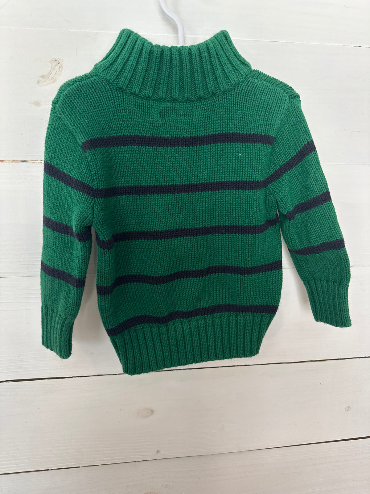 12M - Raulph Lauren Green & Navy Striped Sweater Quarter Zip