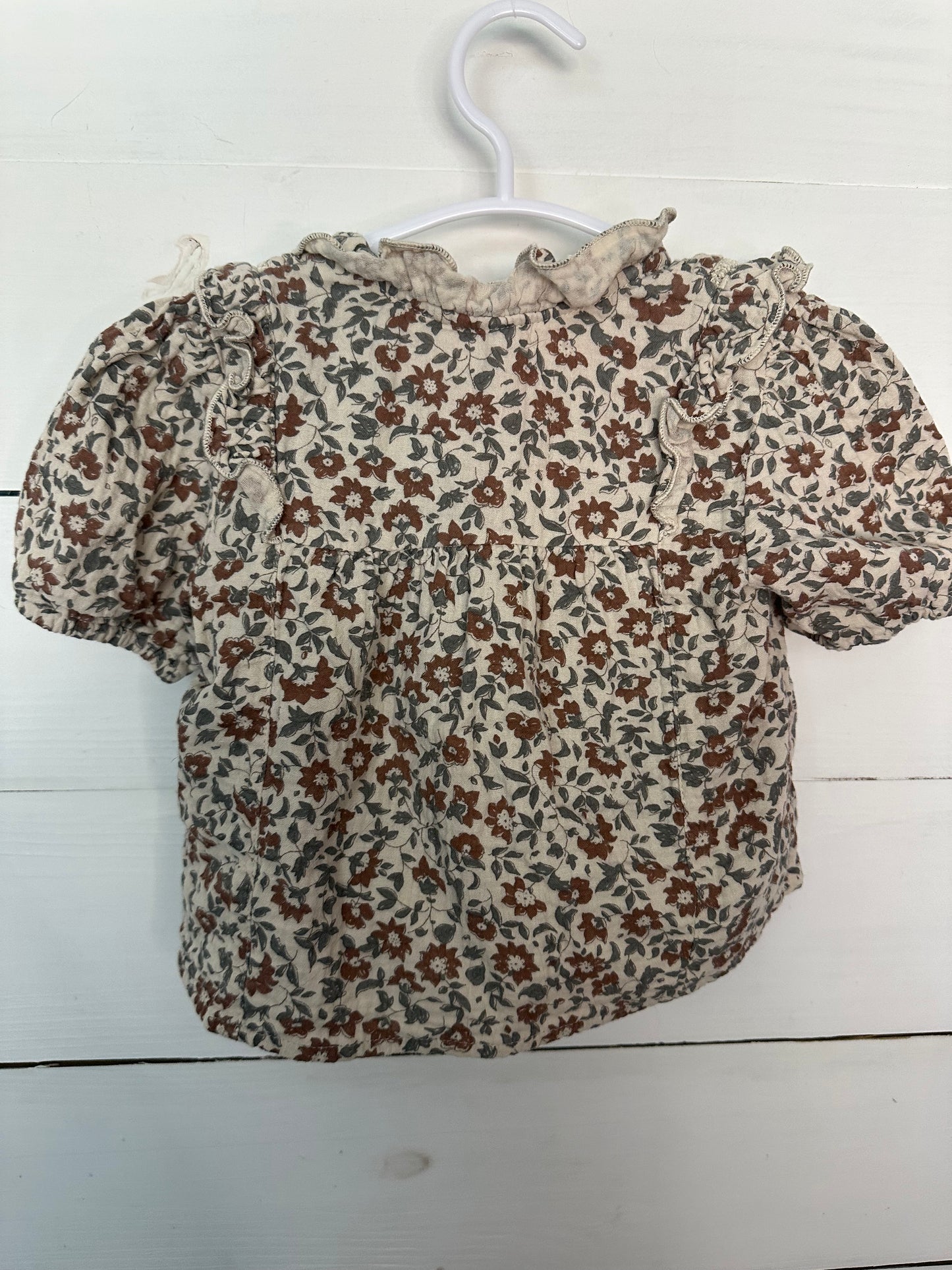 2-3T - Rylee + Cru Girls 2 Piece Skirt and Shirt Outfit - Neutral Florals